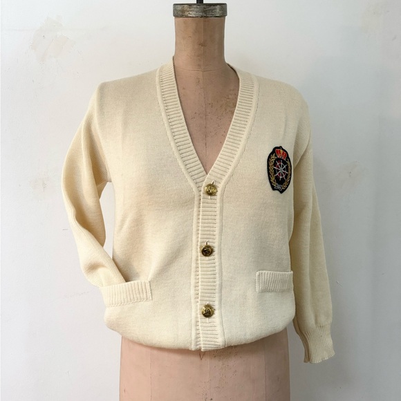 vintage deadstock ARMOR-LUX cream wool cardigan made in France SMALL - Picture 2 of 10